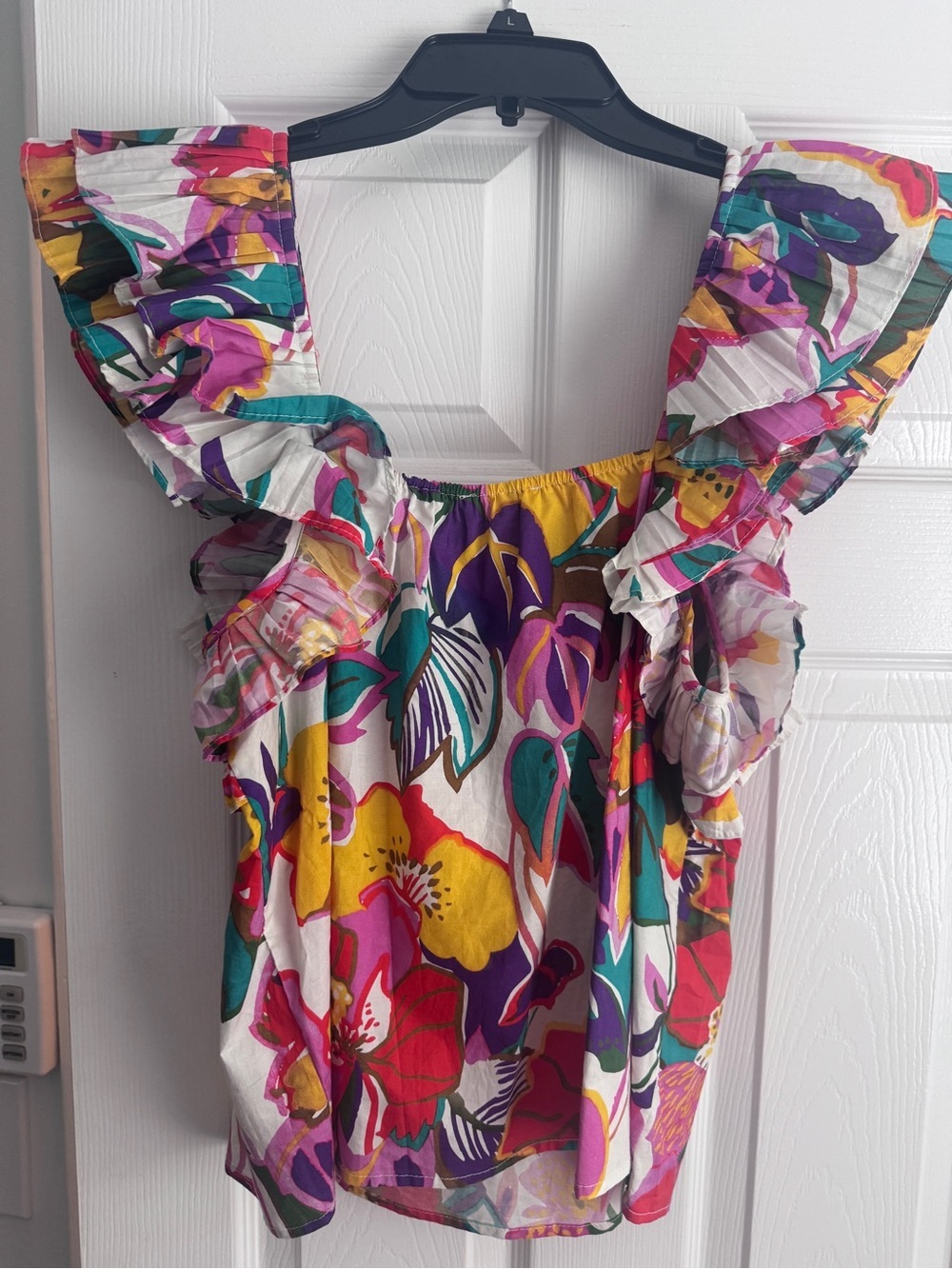 Entro In The Tropics Floral Ruffle Top Size L NWT - Picture 9 of 11